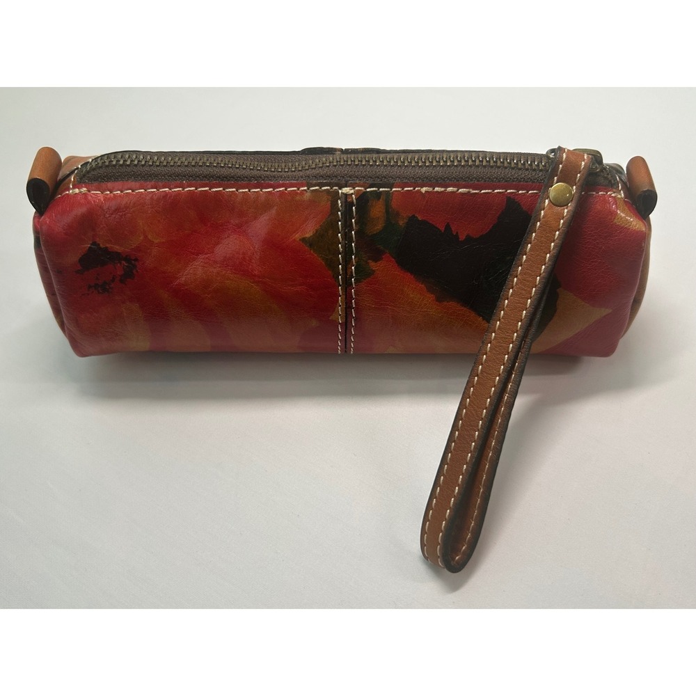 Patricia Nash Cosmetic Case Women OS Red Floral Leather Wristlet Pouch P46114